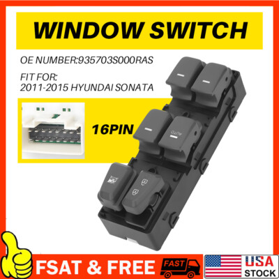 Window Switch Power Control +Gray Button for 11-14  Hyundai Sonata 935703S000RAS