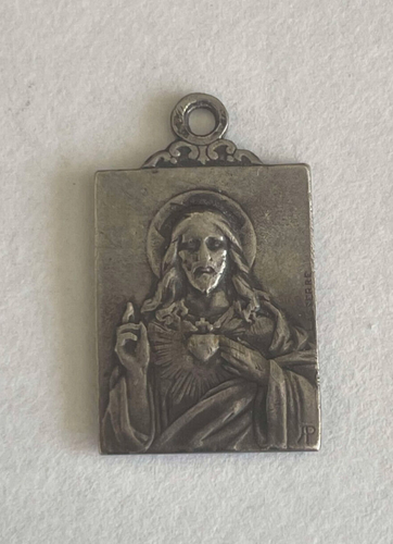 ANCIENNE MÉDAILLE RELIGIEUSE de Communion en Argent Massif 800