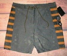 MENS HURLEY CHARCOAL GRAY SWIM BOARD SHORTS SIZE 32