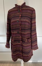 Madeleine Frayed Edge Red Mix Long Jacket Coat Blazer Rainbow Size 20