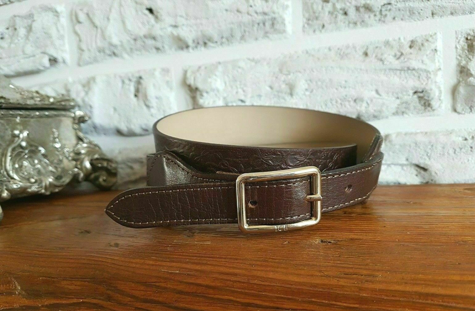 ICE ICEBERG GENUINE LEATHER Stylish BELT Italy Size 42 or 87cm or 32-34" Rare image 2