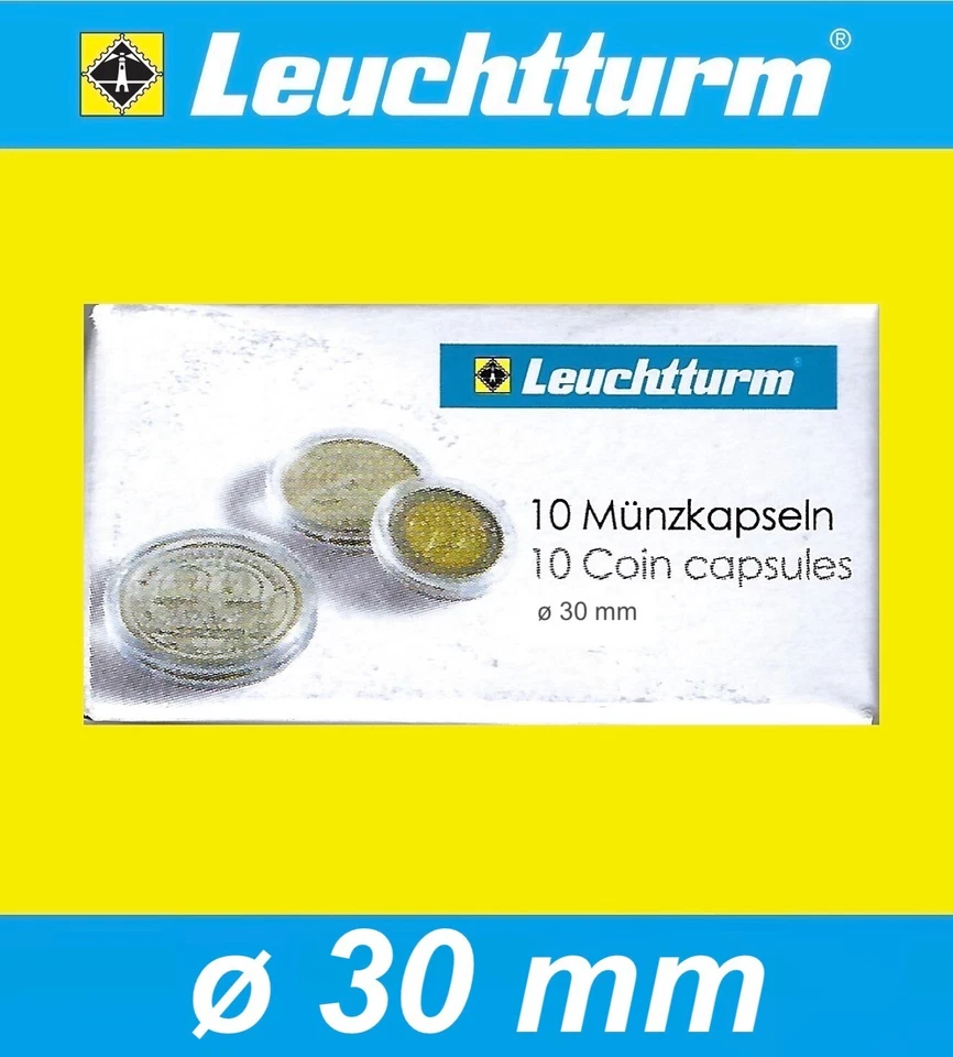 10 Leuchtturm Münzkapseln für 1 OZ Gold Maple Leaf Kanada Ø 30mm, 10er Pack