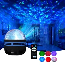 LED Starry Galaxy Ocean Wave Projector RGB Smart Remote Control Lamp KTV USB Chr