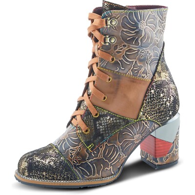 L'Artiste by Spring Step Womens Aboot Leather Heeled Boots -- Tan Multi, 35M New