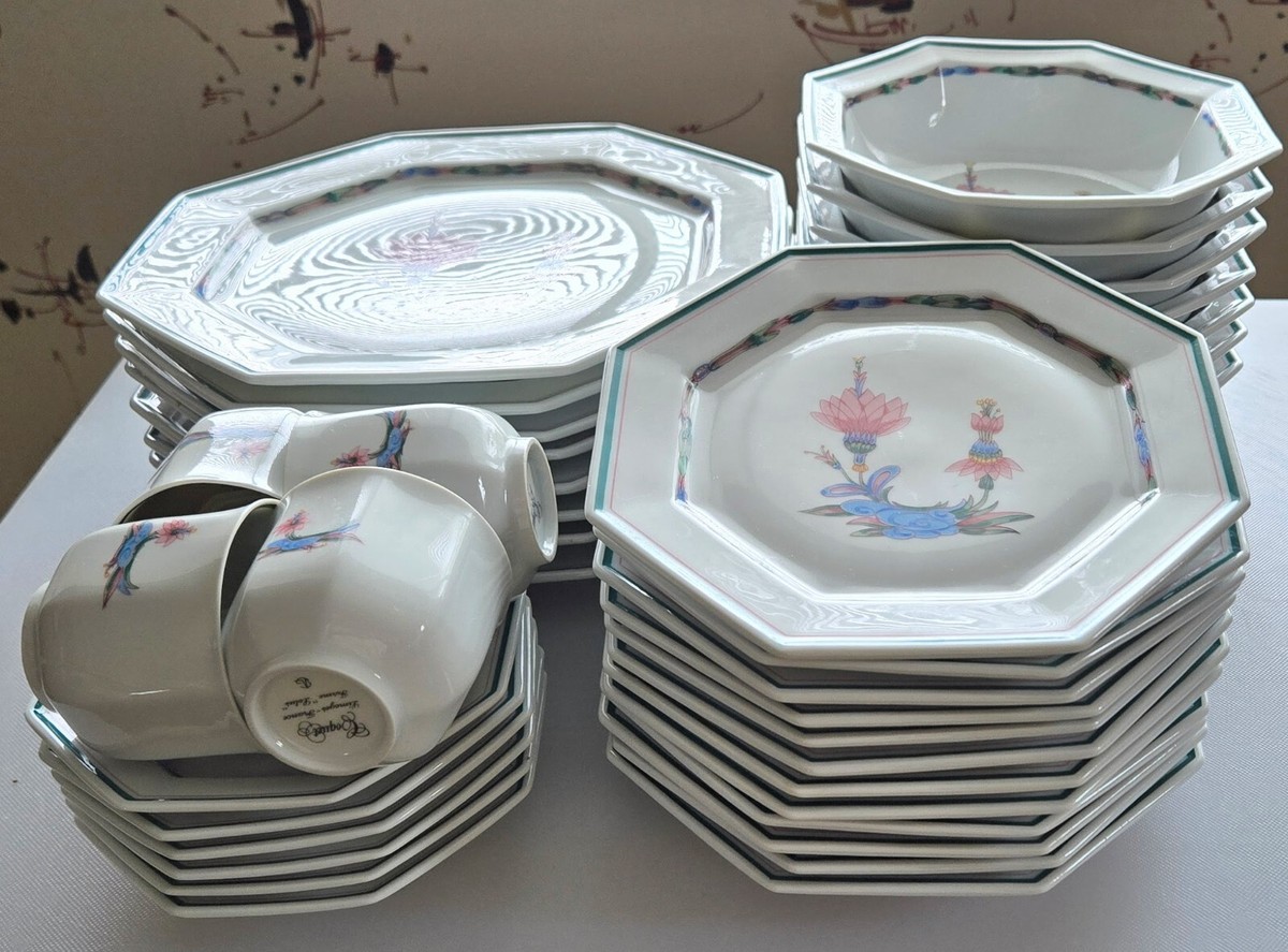 NEW 40 pcs J.L. COQUET LIMOGES FRANCE LOTUS LOUISIANE plates bowls