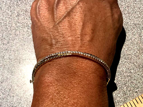 Sterling Silver Vermeil CZ Entwined Crossover Bangle Bracelet - Picture 3 of 6