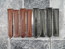 19mm Calf Leather Strap Black Brown Deployment Watch Band for OMEGA Speedmaster