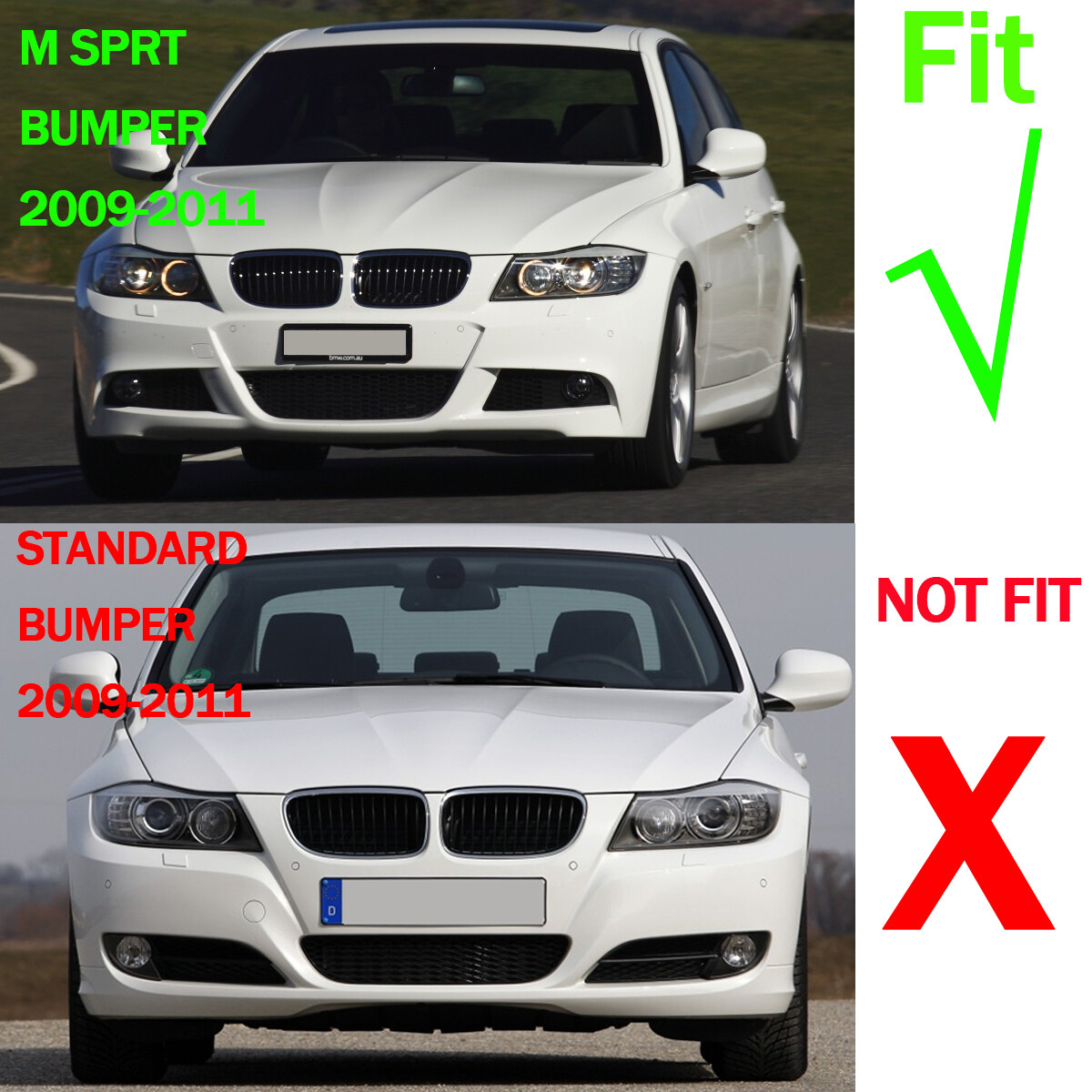 Glossy Black Front Spiltter Side Corner For 09-13 BMW E90 E91 M