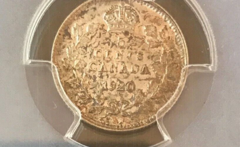 π¨π¦π¨π¦ CANADA 1920 5 CENTS George V with DEI GRATIA COIN π¨π¦π¨π¦ - Image 4 of 4