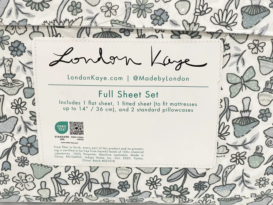 Conjunto de Lençóis London Kaye Caprichoso Floresta Cogumelo Borboleta Cinza/Branco COMPLETO - Imagem 3 de 4