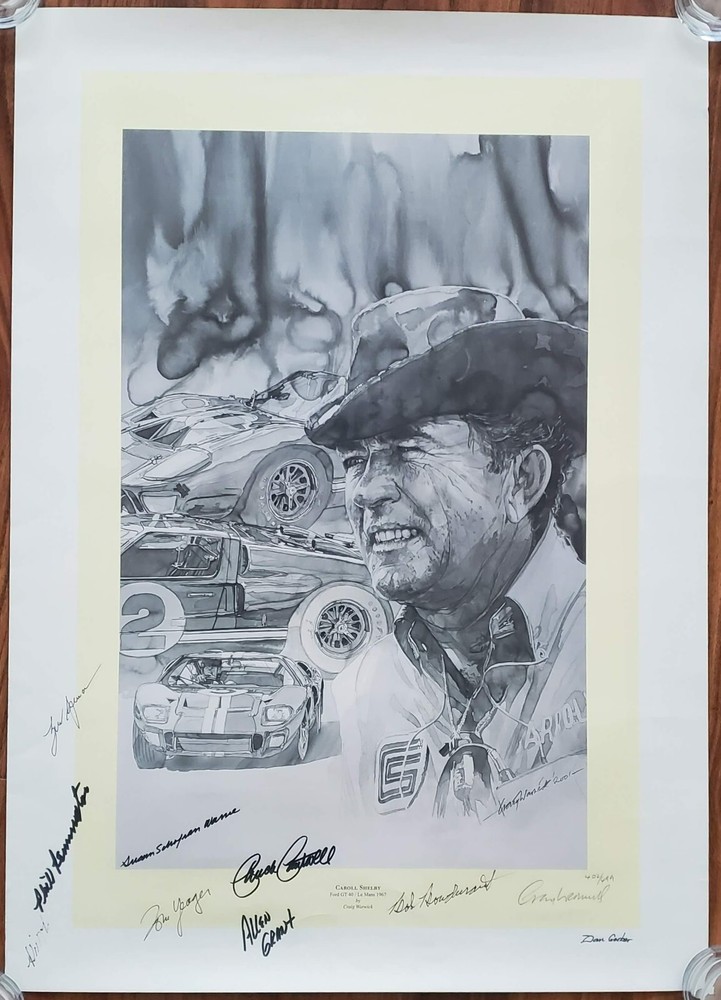 Carroll Shelby Le Mans 1967 print by Craig Warwick #402/499 in 2001 9 autographs