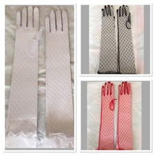 LONG LACE GLOVES BLACK WHITE RED COSTUME 