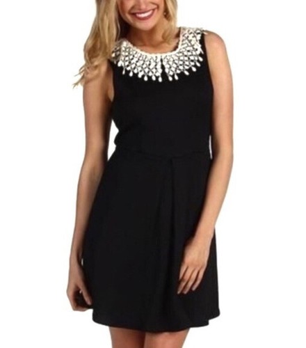 Skater Dress With Crochet Collar 