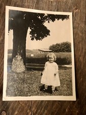 Antique Photograph Beautiful Little Girl On Farm Curly Blonde
