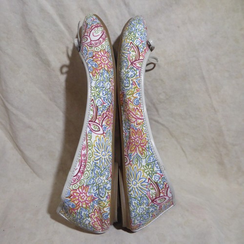 🩰 Kelly & Katie Ballet Flats sz 10 M Multicolor Flower Print Fabric; Bows - Picture 11 of 15