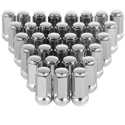 32 Chrome Bulge Acorn Lug Nuts 2" Tall For 1987-1998 Ford F-250 F-350 9/16-18 - Picture 24 of 24