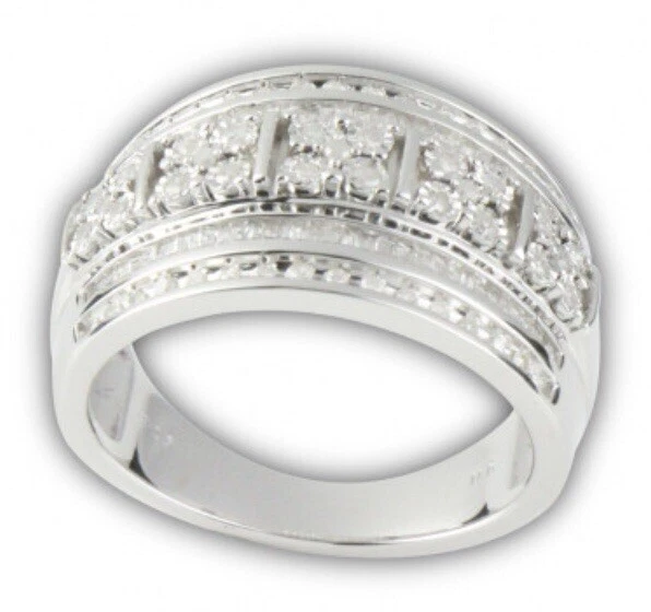 Mens and Womens 14K White Gold Finish Diamonds Size 7 Ring - Image 3 of 4