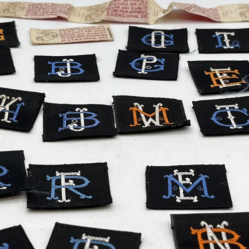 Initials Embroidered Patch Black Lot 50+ & U.S.M.C. Clothing Tags American Monos - Picture 7 of 24