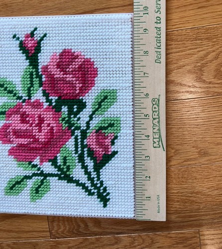 Needlepoint Pink Rose Completed Lot Of 2 Vintage - Picture 7 of 8