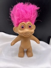 Vintage 1991 TNT Troll Doll Pink Hair Pink Eyes 4"