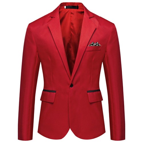 Men's Business Smart Blazer Suit Formal Jacket Coat Top One Button Wedding Party - Picture 10 of 18
