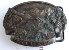 Vintage 1978 Bergamot Brass Works Cascade Mountains Belt Buckle Made in USA Mens