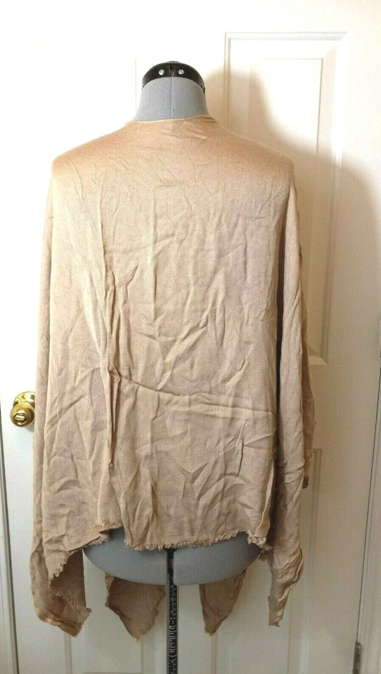 CALVIN KLEIN Women's One Size Brown Beige Viscose Blend Wrap Poncho - Image 3 of 4