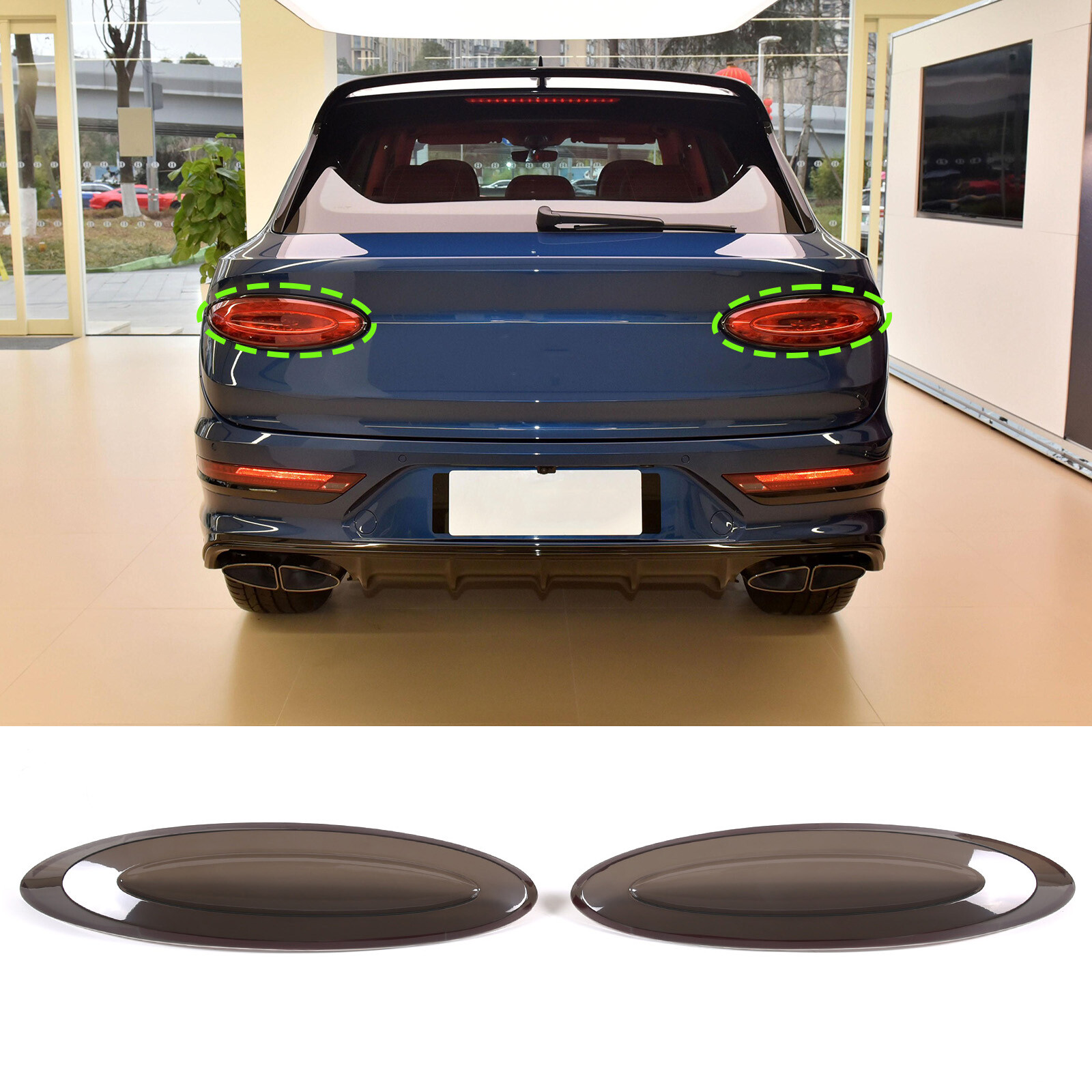 ABS Smoked Black Rear Tail Light Lamp Cover Trim For Bentley Bentayga 2021-2023