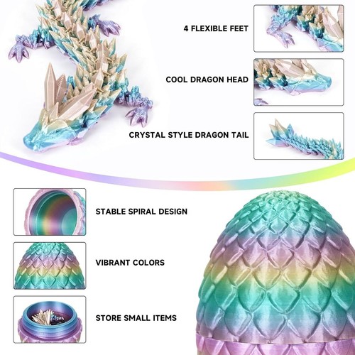 3D Printed Dragon Eggs with Dragon Inside,Articulated Dragon Gifts,Fidget Toys - Zdjęcie 3 z 28