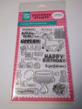 Crafts EP Clear Stamp Set Happy Birthday Girl Unicorn Cake Candles Hooray Gifts