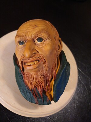 Vintage BOSSONS Head wall sculpture FAGIN  OLIVER TWIST 1964 England CHALKWARE 