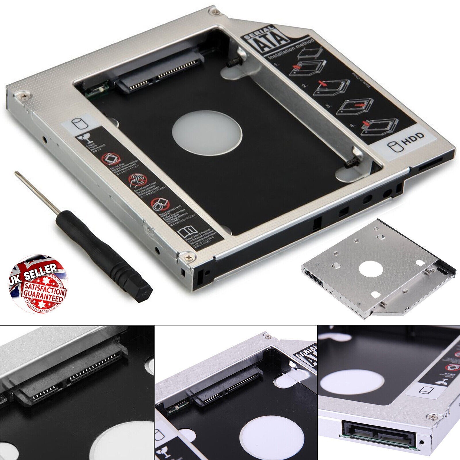 Hard Drive CADDY Frame Case 9.5mm SATA 2nd HDD SSD Universal Laptop DVD