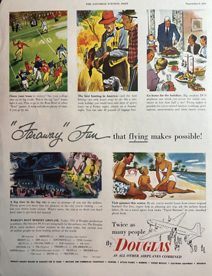 1952 Douglas Aircraft Military Commercial Fly Fun Travel Research VTG Print Ad