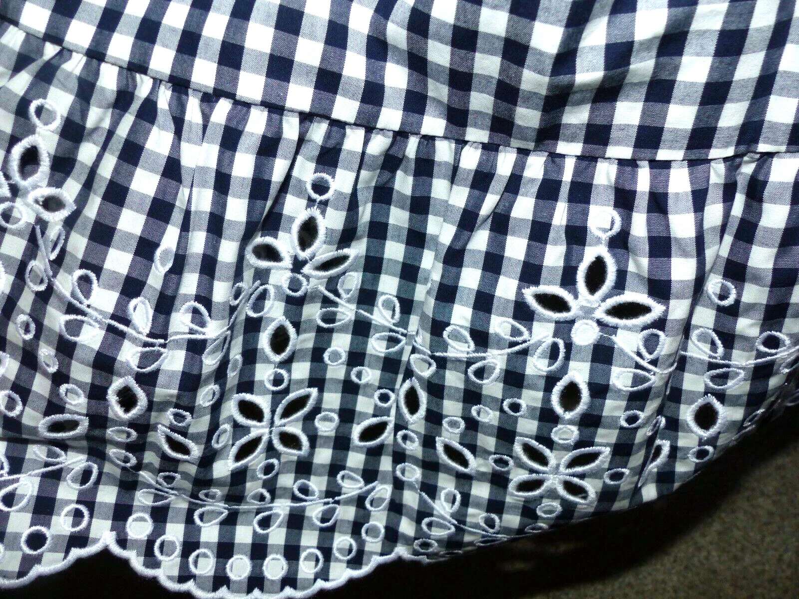 Abito da spiaggia TORY BURCH Gingham con occhielli Tory blu navy bianco taglia SMALL nuovo con etichette $258