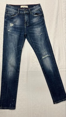 Queen Hearts Damen Jeans Blau Used Look Gr. 33