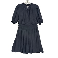 Nine West Smocked Drop Waist Mini Dress Gray Womens Large