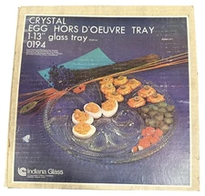 NIB Vintage Indiana Glass Pebble Leaf Platter Deviled Egg Relish Tray 13”