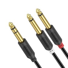 1/4 Inch TRS to Dual TS Y Splitter Cable, Gold Plated 6.35mm Stereo Male to 2...