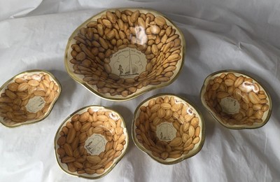 Set Mr Peanut Snack Serve Bowls Tin VTG NY WORLDS FAIR 1939 Condition Issues - C