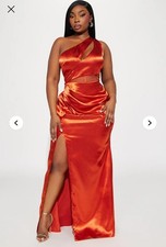 Formal Dress LG Shiny Orange Sleeveless  One Shoulder High Slit