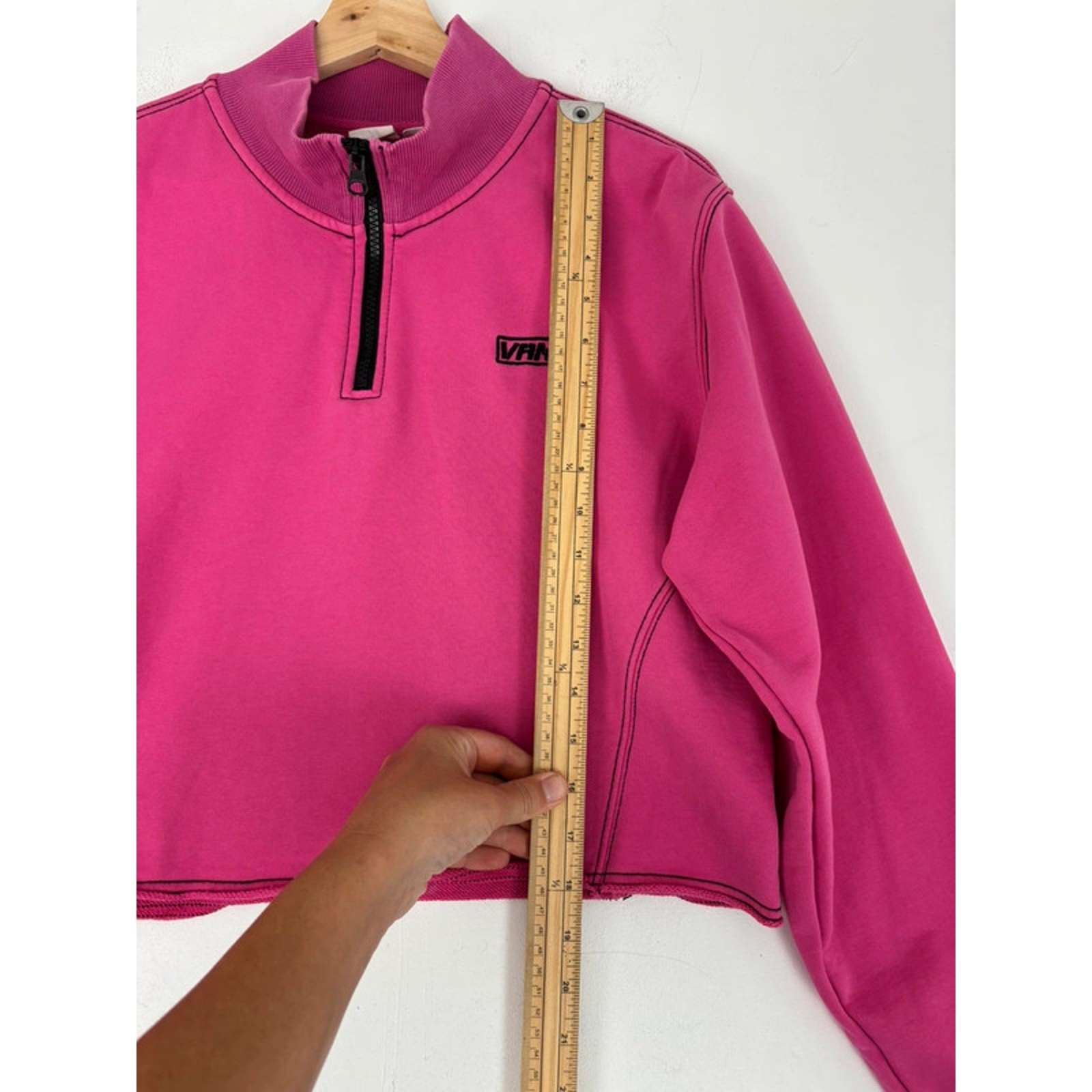 Vans Thread It Pink Half Zip Mock Neck Crop Sweatshirt Size M 00523 image 9
