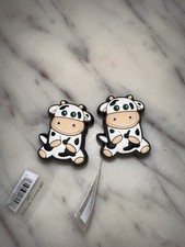2x black and white cow animal authentic original jibbitz crocs shoe charms