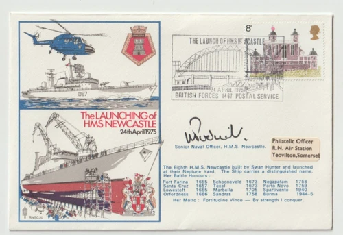 24/4/1975 UK GB Cover - The Launching of HMS Newcastle - HANDSIGNED
