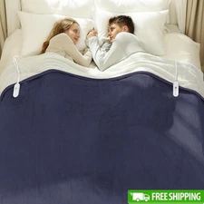 Dual-Zone Electric Heated Blanket Soft Polyester 10 Hours Auto Shut Off Safety