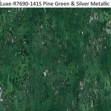 Luxe Silver Metallic Brush Cotton Quilt Fabric Hoffman 7690-141 Pine Green