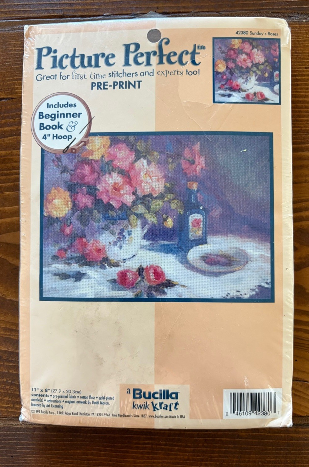 Bucilla Kwik Kraft Picture Perfect "Sunday's Roses" pre-prin