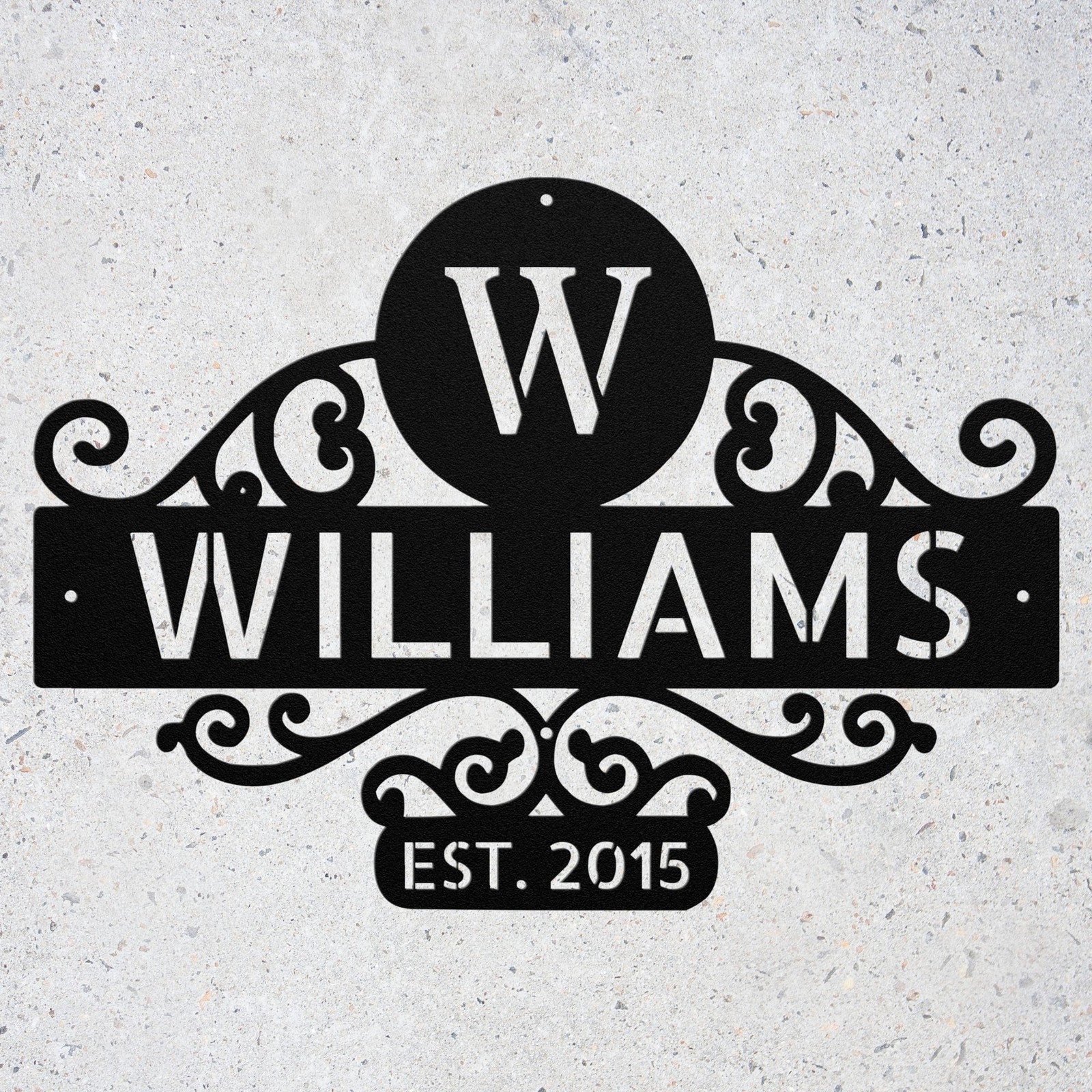 Custom Family Name Metal Sign Personalized Welcome Sign with Number and Monogram