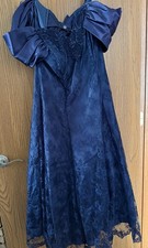 Vintage 90s Sugar Free Navy Lace Prom Dress Evening Gown Size 14w