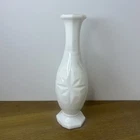 Vintage Milk Glass Bud Vase Starburst Star Burst Snowflake Octagon Base White