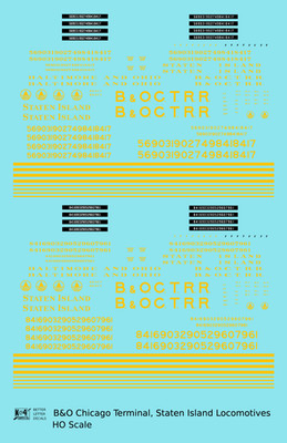 K4 HO Scale Decals B&O Chicago Terminal Staten Island B&OCT SIRT Diesel Switcher